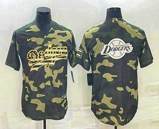 Men%27s Los Angeles Dodgers Olive Team Big Logo Cool Base Stitched Jersey->los angeles dodgers->MLB Jersey